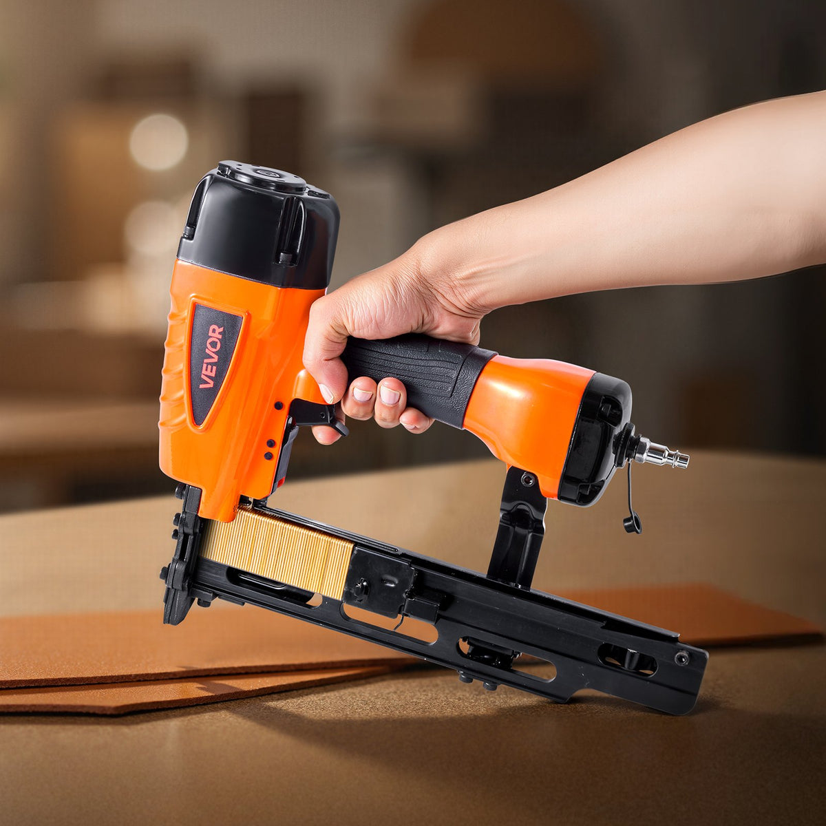 VEVOR Pneumatic Staple Gun, 16 Gauge 7/16-inch Medium Crown Pneumatic Stapler 1" to 2" Length, 70-120PSI Heavy Duty Air-Powered Staple Gun for Roof Decking, Wall Sheathing, Fencing and Subflooring - BCGDSDDQ16GAE9Q9L001V0 - view 9