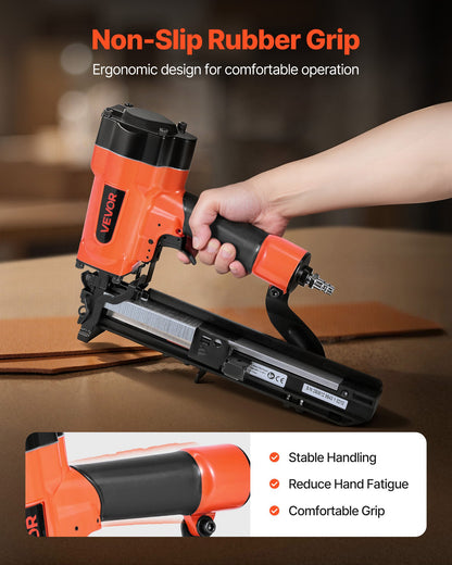 VEVOR Pneumatic Staple Gun, 16 Gauge 1-inch Wide Crown Pneumatic Stapler 5/8" to 1-1/2" Length, 70-120PSI Air Staple Gun with Two Firing Modes for Roof Decking, Wall Sheathing, Fencing, Subflooring - BCGDSDDQ16GASWKGT001V0 - view 6