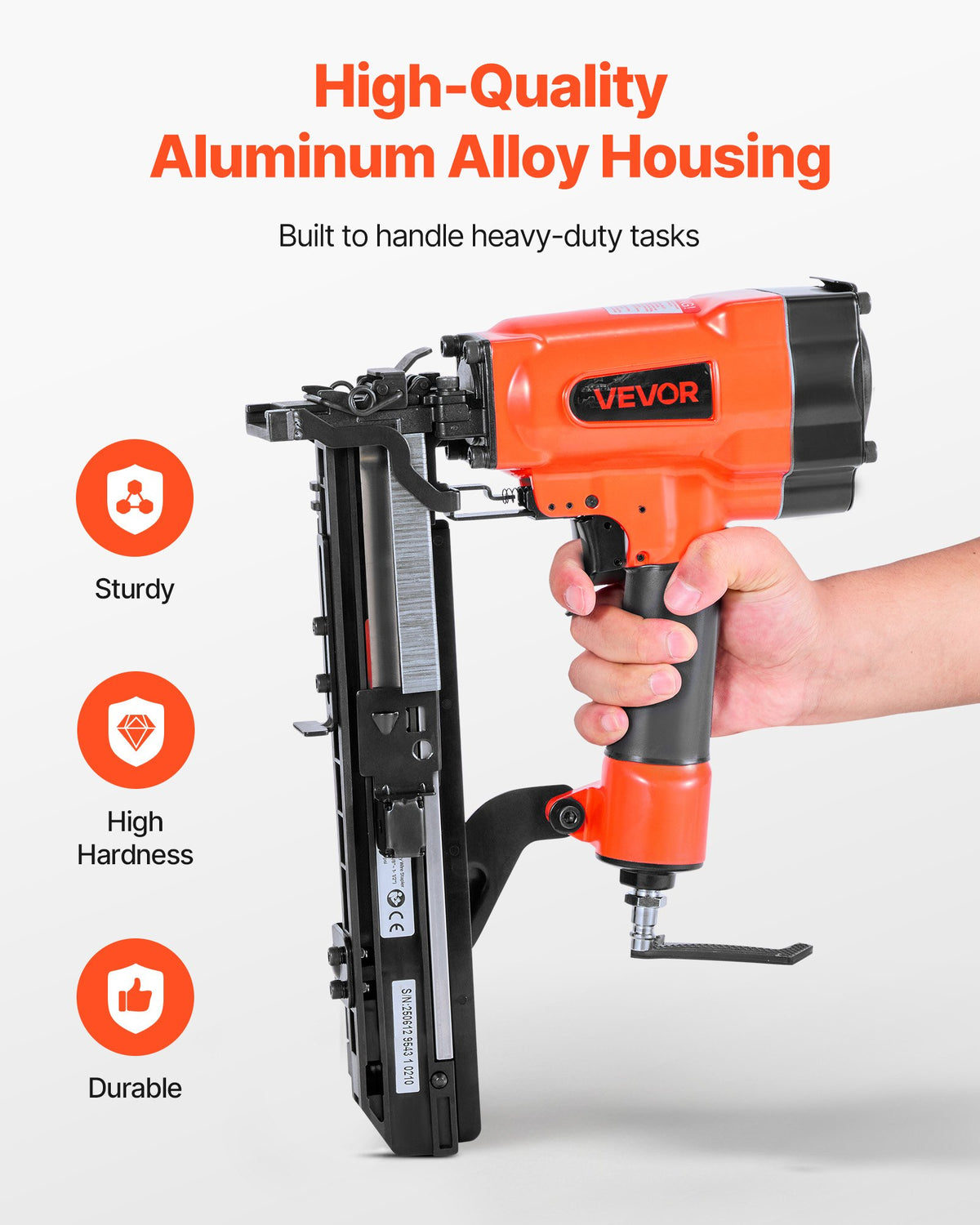 VEVOR Pneumatic Staple Gun, 16 Gauge 1-inch Wide Crown Pneumatic Stapler 5/8" to 1-1/2" Length, 70-120PSI Air Staple Gun with Two Firing Modes for Roof Decking, Wall Sheathing, Fencing, Subflooring - BCGDSDDQ16GASWKGT001V0 - view 7