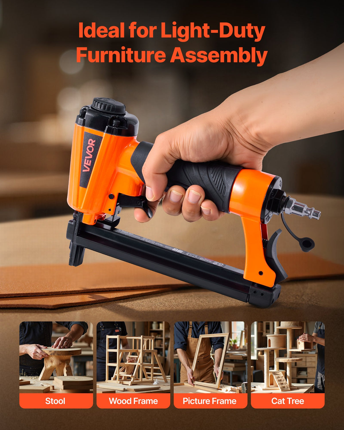 VEVOR Pneumatic Staple Gun, 20 Gauge T50 Pneumatic Upholstery Stapler for 7/16" Crown 5/32"-5/8" Length Staples, 70-110 PSI Air Staple Gun for Woodworking, Upholstering, Fabric, Crafts, DIY Projects - BCGDSDDQ20GAVNSI5001V0 - view 7