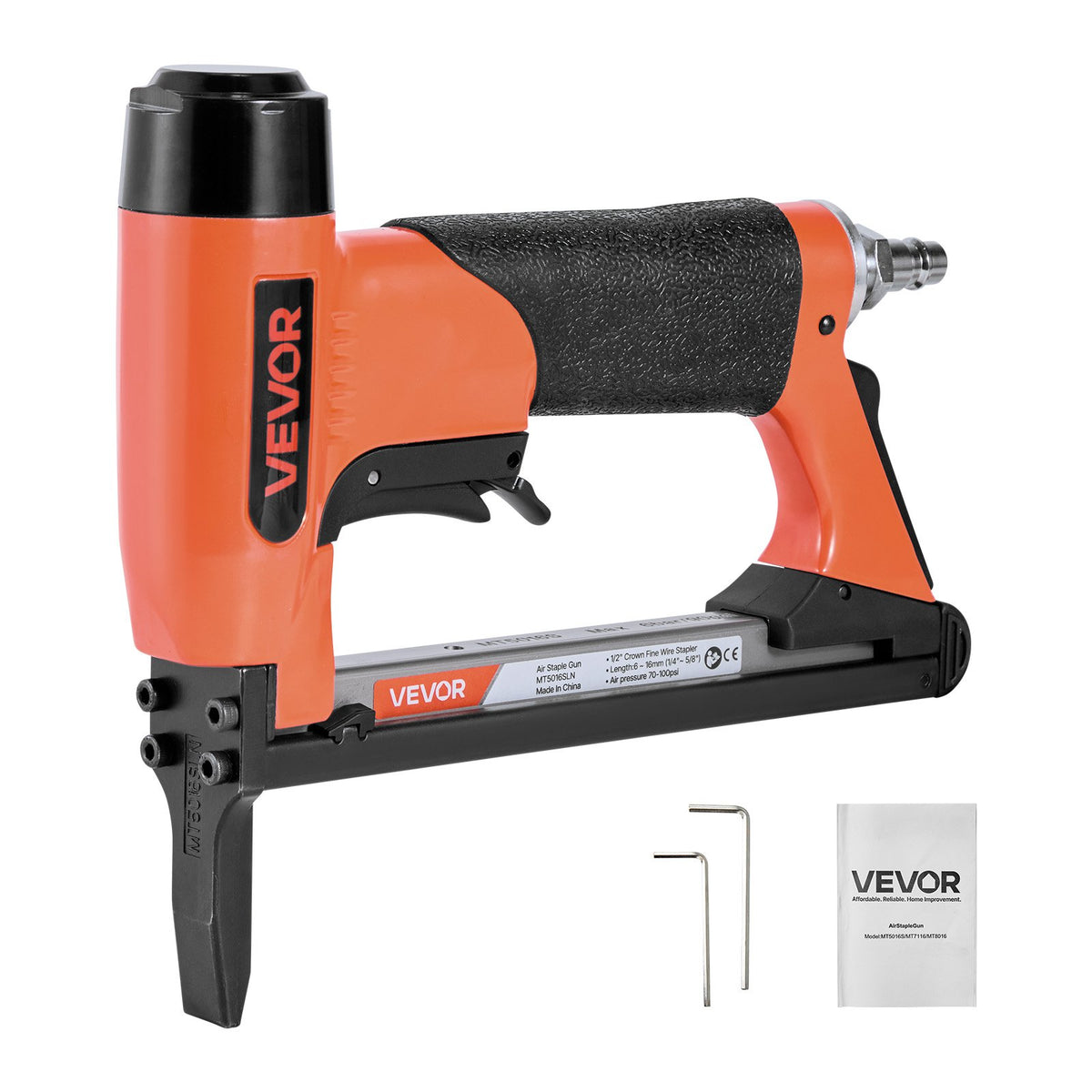 VEVOR Pneumatic Staple Gun, 20 Gauge Long-Nose Upholstery Stapler for 50 Series Fine Wire Staples 1/2-inch Crown 1/4"-5/8" Length, Max 110PCS Loading Air Staple Gun for Upholstering, Woodworking, DIY - BCGDSDDQ20GAVQ3M4001V0 - view 1