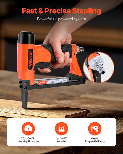 VEVOR Pneumatic Staple Gun, 20 Gauge Long-Nose Upholstery Stapler for 50 Series Fine Wire Staples 1/2-inch Crown 1/4"-5/8" Length, Max 110PCS Loading Air Staple Gun for Upholstering, Woodworking, DIY - BCGDSDDQ20GAVQ3M4001V0 - view 3