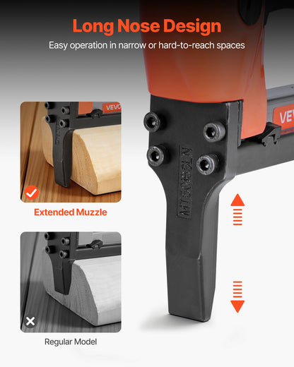 VEVOR Pneumatic Staple Gun, 20 Gauge Long-Nose Upholstery Stapler for 50 Series Fine Wire Staples 1/2-inch Crown 1/4"-5/8" Length, Max 110PCS Loading Air Staple Gun for Upholstering, Woodworking, DIY - BCGDSDDQ20GAVQ3M4001V0 - view 4