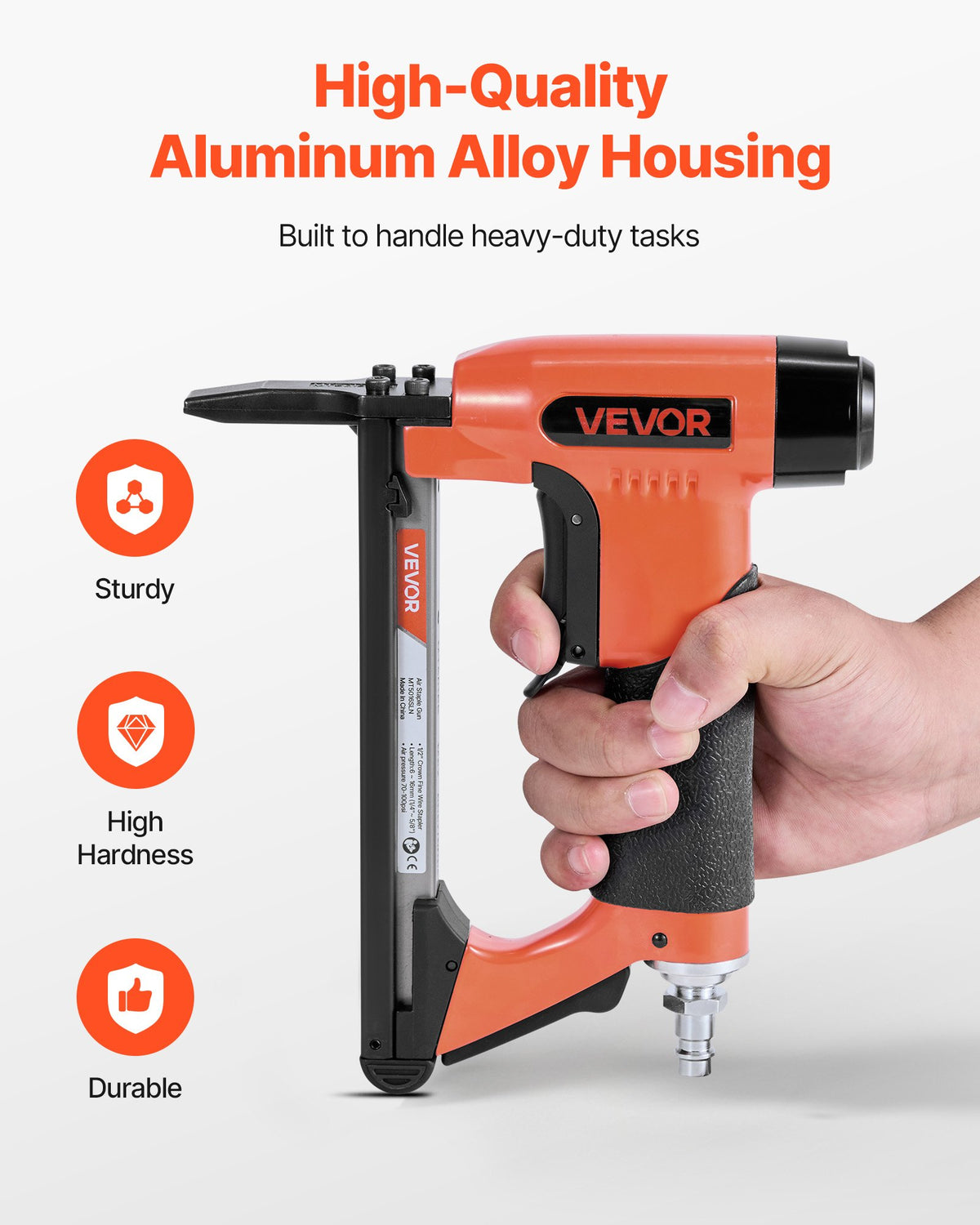 VEVOR Pneumatic Staple Gun, 20 Gauge Long-Nose Upholstery Stapler for 50 Series Fine Wire Staples 1/2-inch Crown 1/4"-5/8" Length, Max 110PCS Loading Air Staple Gun for Upholstering, Woodworking, DIY - BCGDSDDQ20GAVQ3M4001V0 - view 7