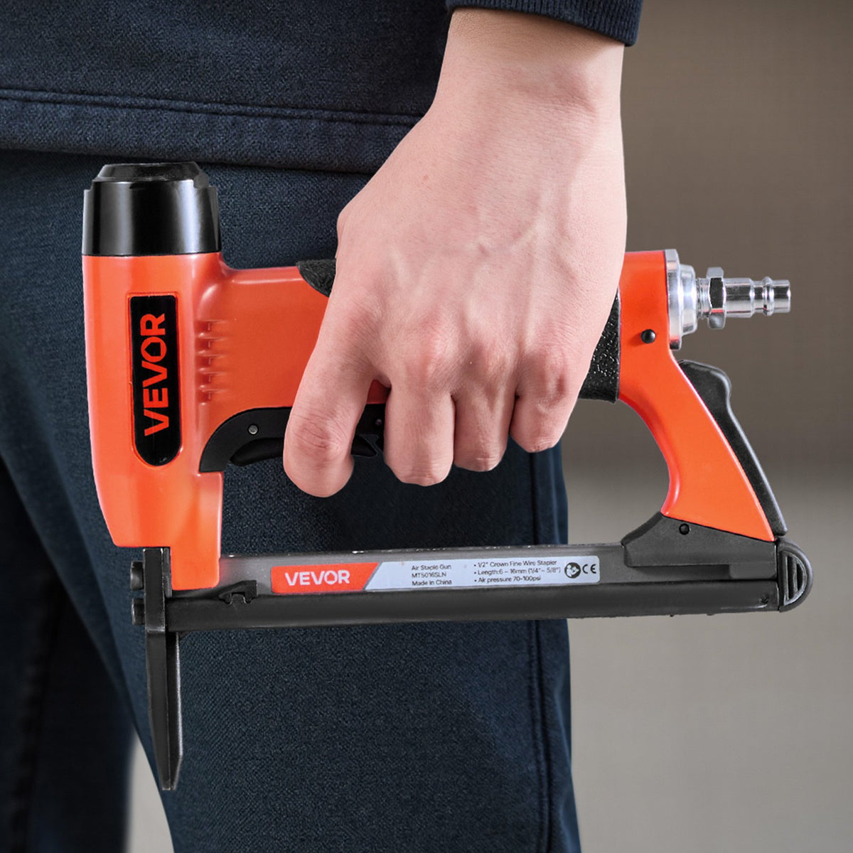 VEVOR Pneumatic Staple Gun, 20 Gauge Long-Nose Upholstery Stapler for 50 Series Fine Wire Staples 1/2-inch Crown 1/4"-5/8" Length, Max 110PCS Loading Air Staple Gun for Upholstering, Woodworking, DIY - BCGDSDDQ20GAVQ3M4001V0 - view 9
