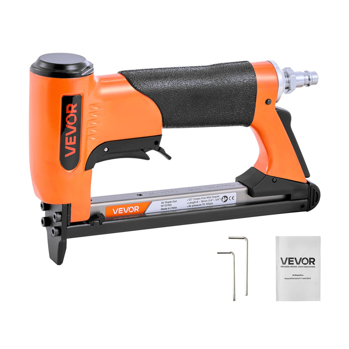 VEVOR Pneumatic Staple Gun, 20 Gauge Air Upholstery Stapler for 50 Series Fine Wire Staples 1/2" Crown 1/4"-5/8" Length, Max 110PCS Loading Air Staple Gun for Upholstering, Woodworking, DIY Projects - BCGDSDDQ20GAZULJS001V0 - view 1