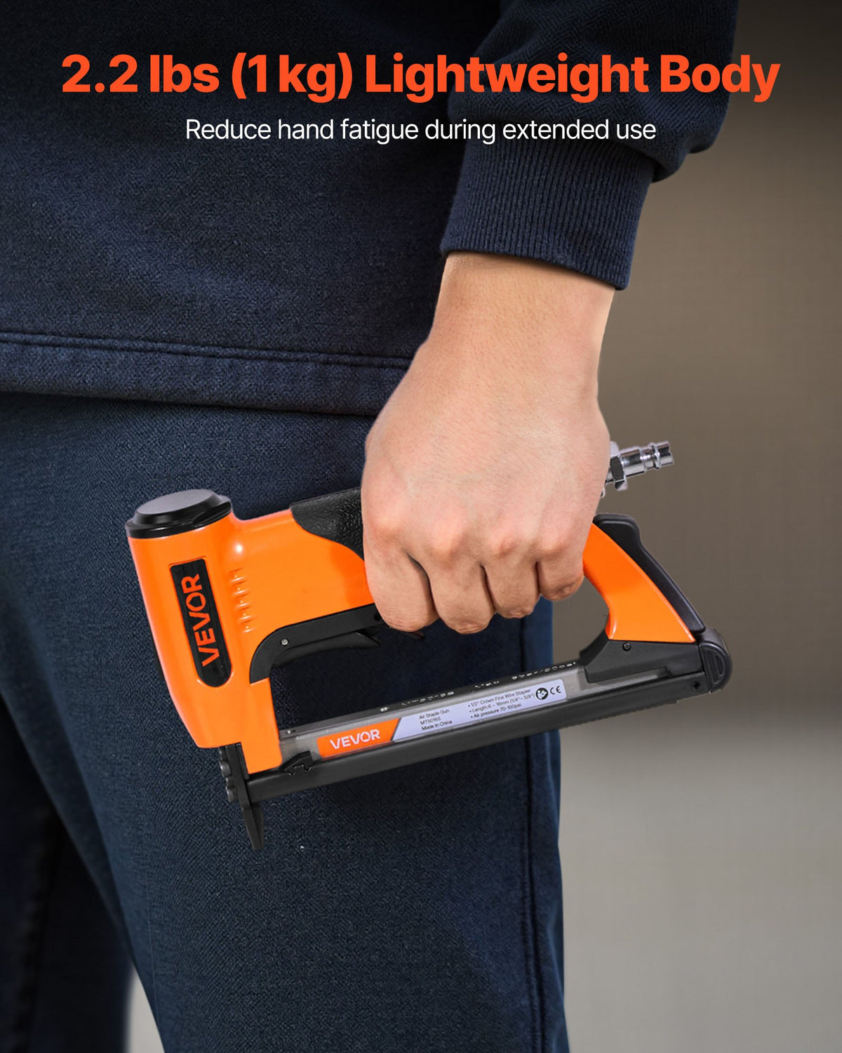 VEVOR Pneumatic Staple Gun, 20 Gauge Air Upholstery Stapler for 50 Series Fine Wire Staples 1/2" Crown 1/4"-5/8" Length, Max 110PCS Loading Air Staple Gun for Upholstering, Woodworking, DIY Projects - BCGDSDDQ20GAZULJS001V0 - view 5