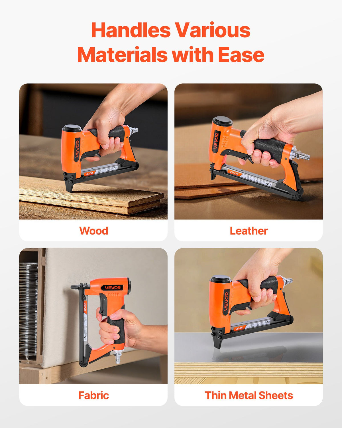 VEVOR Pneumatic Staple Gun, 20 Gauge Air Upholstery Stapler for 50 Series Fine Wire Staples 1/2" Crown 1/4"-5/8" Length, Max 110PCS Loading Air Staple Gun for Upholstering, Woodworking, DIY Projects - BCGDSDDQ20GAZULJS001V0 - view 7