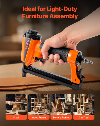 VEVOR Pneumatic Staple Gun, 21 Gauge Pneumatic Upholstery Stapler for 80 Series 1/2-inch Crown 1/4"-5/8" Length Staples, 70-110 PSI Air Staple Gun for Woodworking, Upholstering, Crafts, DIY Projects - BCGDSDDQ21GAESFXR001V0 - view 7
