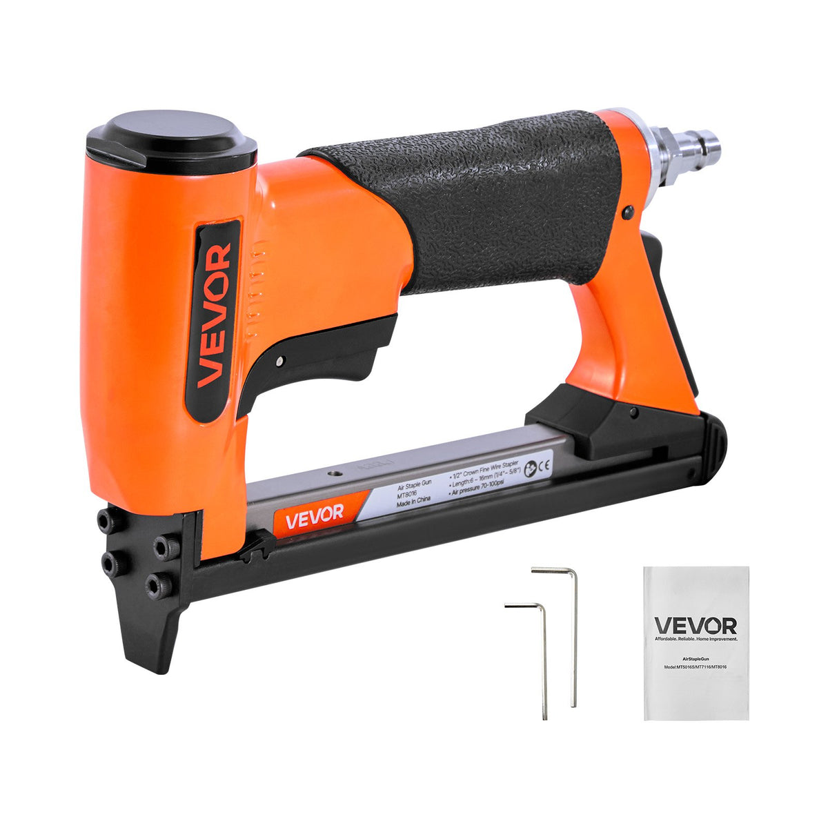 VEVOR Pneumatic Staple Gun, 21 Gauge Air Upholstery Stapler for 80 Series Fine Wire Staples 1/2" Crown 1/4"-5/8" Length, Max 150PCS Loading Air Staple Gun for Upholstering, Woodworking, DIY Projects - BCGDSDDQ21GAFJ000001V0 - view 1