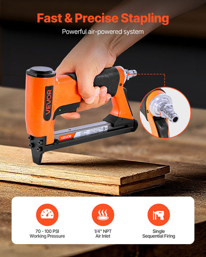 VEVOR Pneumatic Staple Gun, 21 Gauge Air Upholstery Stapler for 80 Series Fine Wire Staples 1/2" Crown 1/4"-5/8" Length, Max 150PCS Loading Air Staple Gun for Upholstering, Woodworking, DIY Projects - BCGDSDDQ21GAFJ000001V0 - view 3