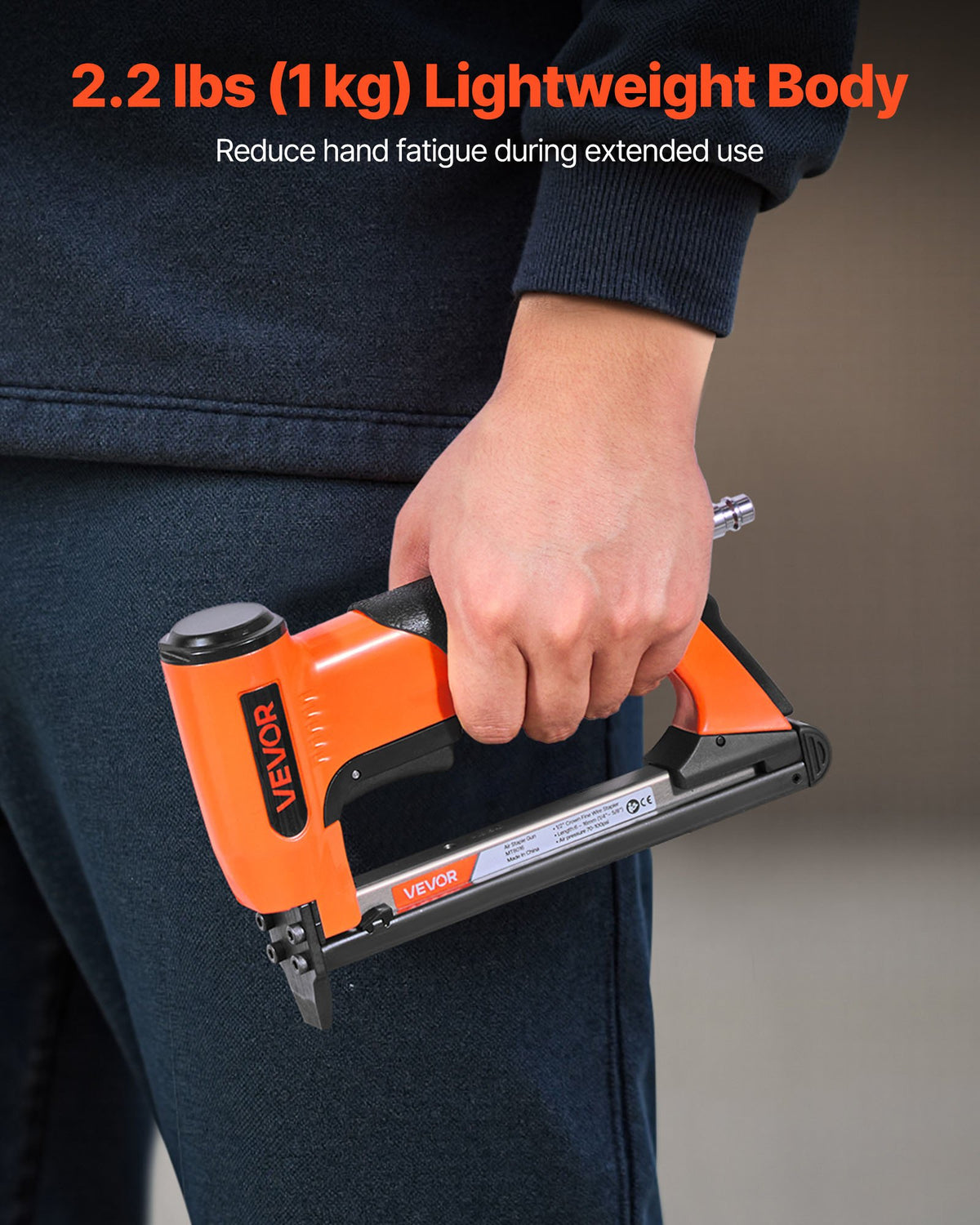 VEVOR Pneumatic Staple Gun, 21 Gauge Air Upholstery Stapler for 80 Series Fine Wire Staples 1/2" Crown 1/4"-5/8" Length, Max 150PCS Loading Air Staple Gun for Upholstering, Woodworking, DIY Projects - BCGDSDDQ21GAFJ000001V0 - view 5