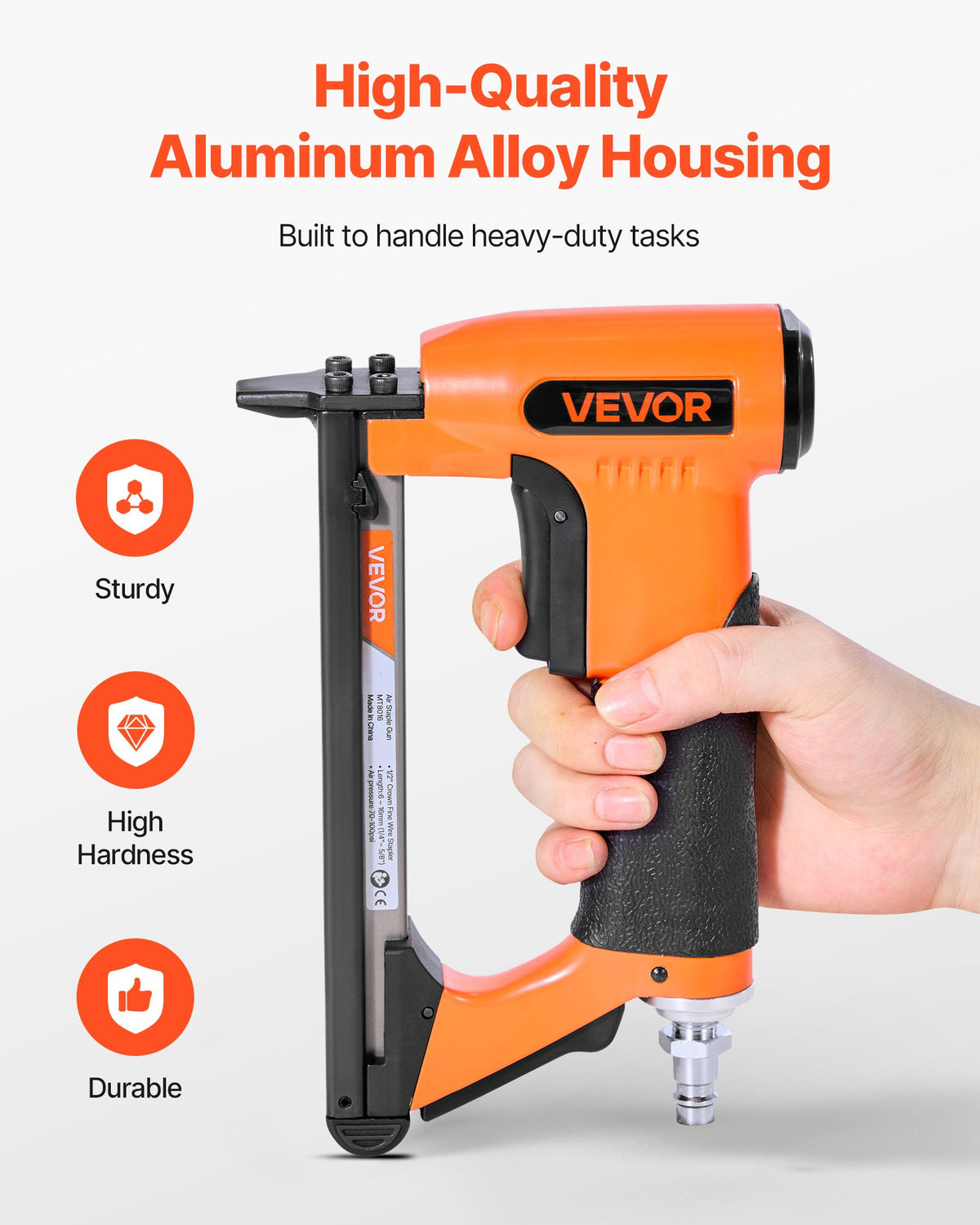 VEVOR Pneumatic Staple Gun, 21 Gauge Air Upholstery Stapler for 80 Series Fine Wire Staples 1/2" Crown 1/4"-5/8" Length, Max 150PCS Loading Air Staple Gun for Upholstering, Woodworking, DIY Projects - BCGDSDDQ21GAFJ000001V0 - view 6