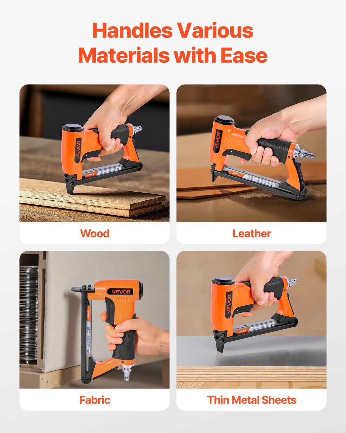 VEVOR Pneumatic Staple Gun, 21 Gauge Air Upholstery Stapler for 80 Series Fine Wire Staples 1/2" Crown 1/4"-5/8" Length, Max 150PCS Loading Air Staple Gun for Upholstering, Woodworking, DIY Projects - BCGDSDDQ21GAFJ000001V0 - view 7