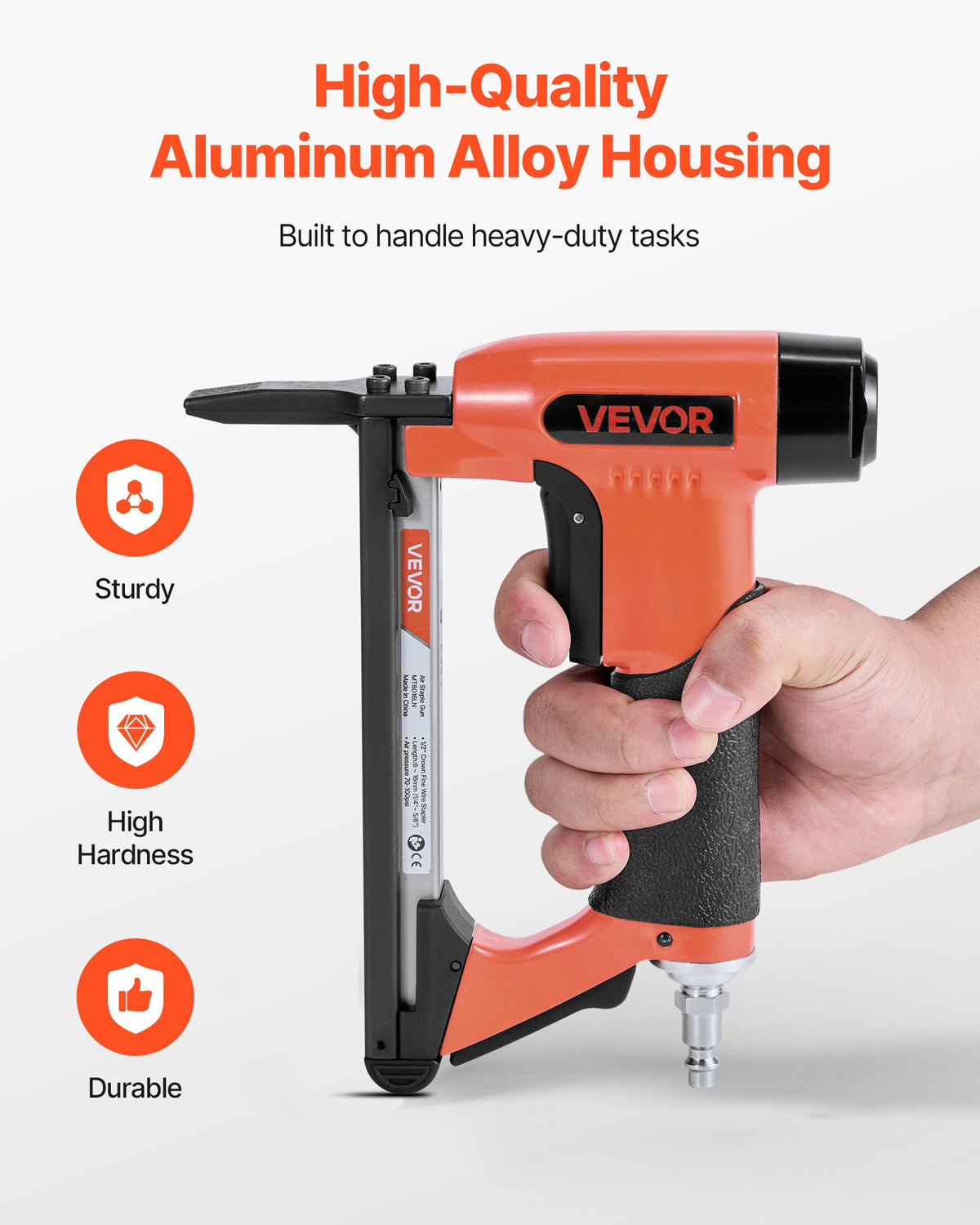 VEVOR Pneumatic Staple Gun, 21 Gauge Long-Nose Upholstery Stapler for 80 Series Fine Wire Staples 1/2-inch Crown 1/4"-5/8" Length, Max 150PCS Loading Air Staple Gun for Upholstering, Woodworking, DIY - BCGDSDDQ21GATTQZ5001V0 - view 7
