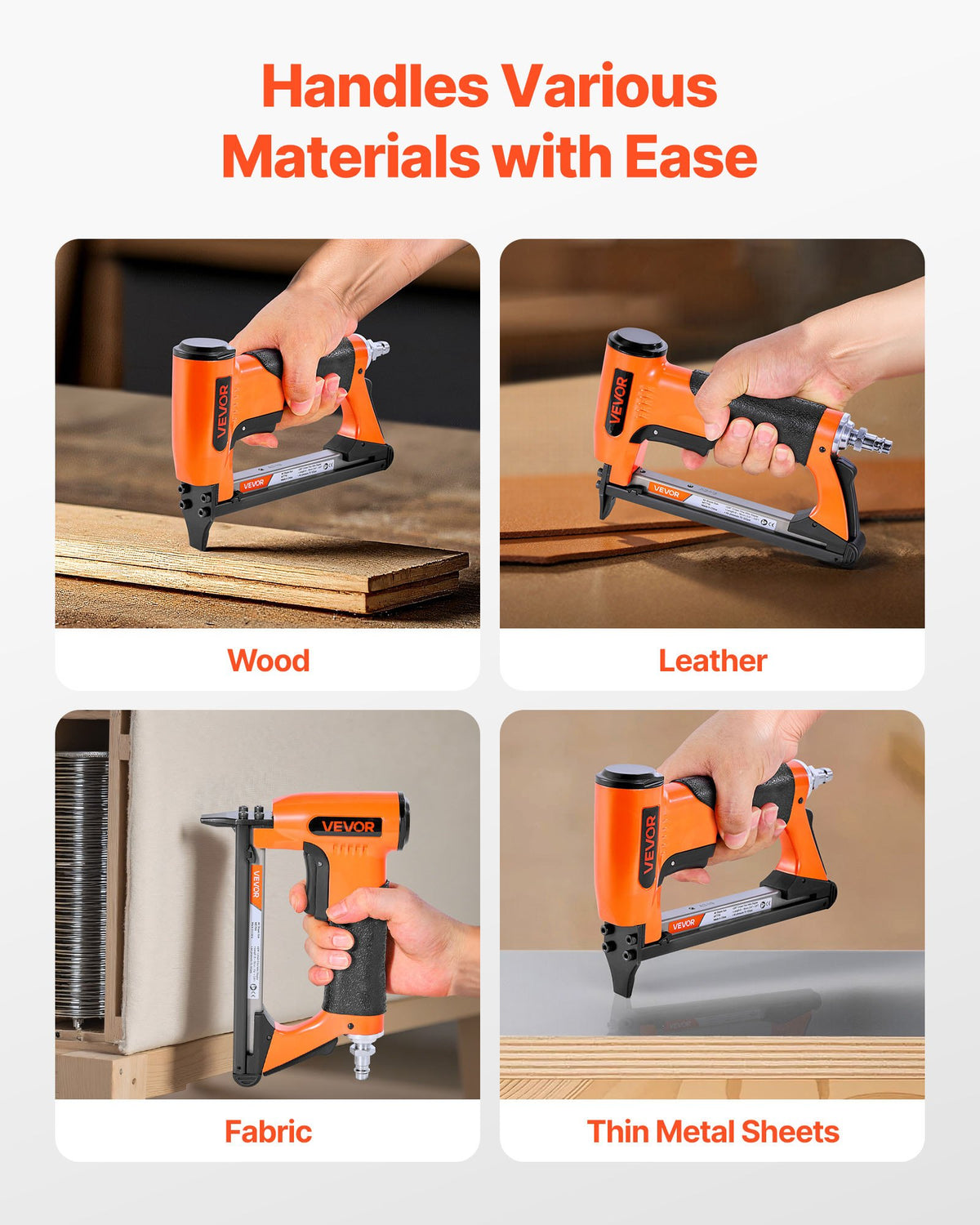 VEVOR Pneumatic Staple Gun, 22 Gauge Air Upholstery Stapler for 71 Series Fine Wire Staples 3/8" Crown 1/4"-5/8" Length, Max 180PCS Loading Air Staple Gun for Upholstering, Woodworking, DIY Projects - BCGDSDDQ22GAOD6LE001V0 - view 7