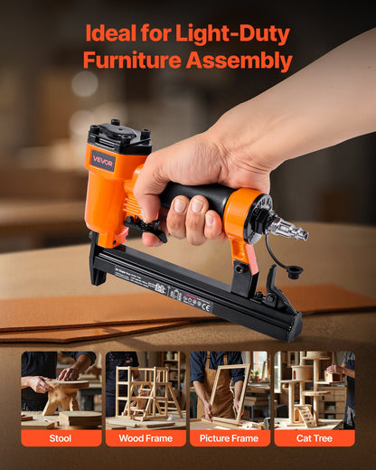 VEVOR Pneumatic Staple Gun, 22 Gauge Pneumatic Upholstery Stapler for 71 Series Fine Wire Staples 3/8-inch Crown 5/32"-5/8" Length, 70-110 PSI Air Staple Gun for Woodworking, Upholstering, DIY Project - BCGDSDDQ22GASJHIH001V0 - view 7