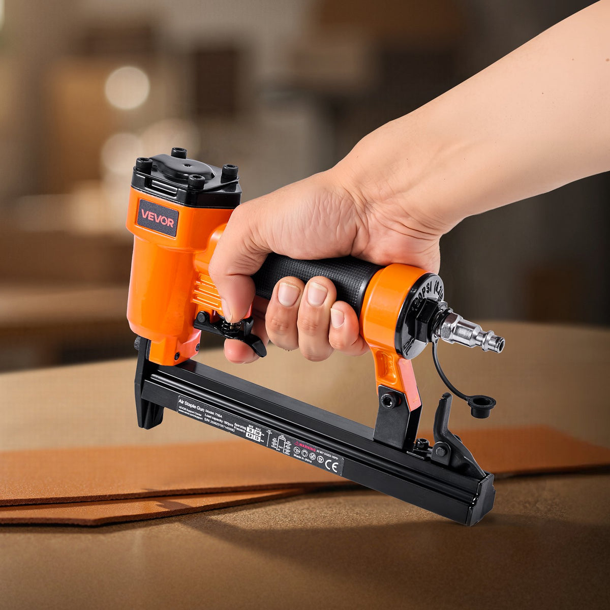 VEVOR Pneumatic Staple Gun, 22 Gauge Pneumatic Upholstery Stapler for 71 Series Fine Wire Staples 3/8-inch Crown 5/32"-5/8" Length, 70-110 PSI Air Staple Gun for Woodworking, Upholstering, DIY Project - BCGDSDDQ22GASJHIH001V0 - view 9