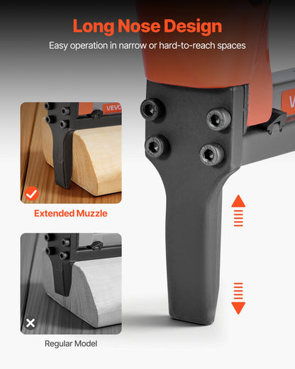 VEVOR Pneumatic Staple Gun, 22 Gauge Long-Nose Upholstery Stapler for 71 Series Fine Wire Staples 3/8-inch Crown 1/4"-5/8" Length, Max 180PCS Loading Air Staple Gun for Upholstering, Woodworking, DIY - BCGDSDDQ22GAXGATF001V0 - view 4
