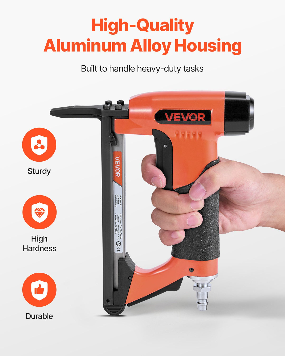 VEVOR Pneumatic Staple Gun, 22 Gauge Long-Nose Upholstery Stapler for 71 Series Fine Wire Staples 3/8-inch Crown 1/4"-5/8" Length, Max 180PCS Loading Air Staple Gun for Upholstering, Woodworking, DIY - BCGDSDDQ22GAXGATF001V0 - view 7