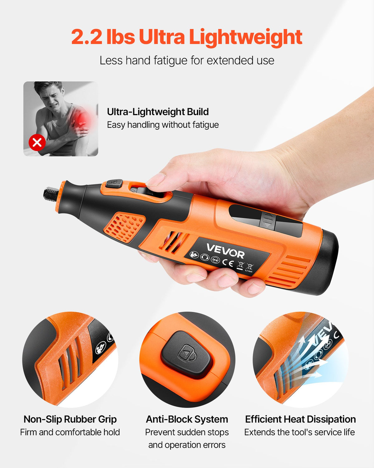 VEVOR 119-Piece Cordless Rotary Tool Kit, DC12V Portable Mini Power Rotary Tool, 28-Level Speed 5000-32000 RPM Multi-Purpose DIY Tools for Engraving, Sanding, Polishing, Carving, Cutting, DIY Crafts - BCGXZGJTJWSDF82RW001V9 - view 6