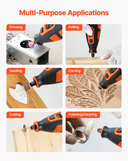 VEVOR 119-Piece Cordless Rotary Tool Kit, DC12V Portable Mini Power Rotary Tool, 28-Level Speed 5000-32000 RPM Multi-Purpose DIY Tools for Engraving, Sanding, Polishing, Carving, Cutting, DIY Crafts - BCGXZGJTJWSDF82RW001V9 - view 7