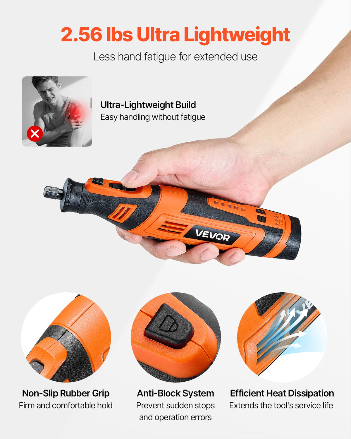 VEVOR 136-Piece Cordless Rotary Tool Kit, DC8V Portable Mini Power Rotary Tool, 5 Speeds 5000-30000RPM Multi-Purpose DIY Tools for Engraving, Sanding, Polishing, Carving, Grinding, Cutting, DIY Craft - BCGXZGJTJWSDXP1CC001V9 - view 6