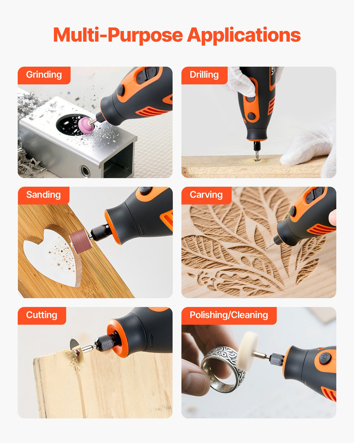 VEVOR 84-Piece Rotary Tool Kit, 200W Mini Power Rotary Tool Corded , 6-Level Speed 8000-40000 RPM Multi-Purpose DIY Tools for Engraving, Sanding, Polishing, Carving, Grinding, Cutting, DIY Crafts - BCGXZGJTJYSJE7E9X001V1 - view 7