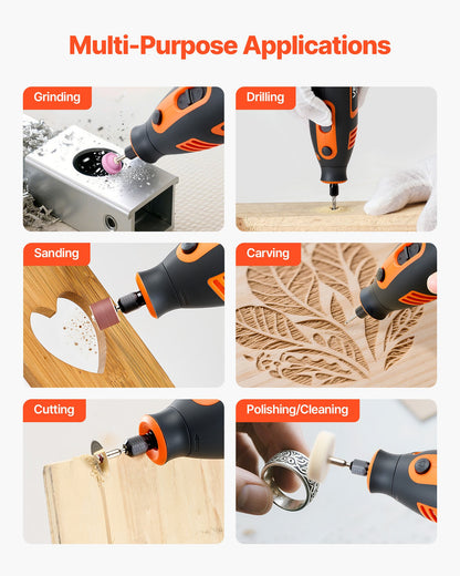 VEVOR 84-Piece Rotary Tool Kit, 200W Mini Power Rotary Tool Corded , 6-Level Speed 8000-40000 RPM Multi-Purpose DIY Tools for Engraving, Sanding, Polishing, Carving, Grinding, Cutting, DIY Crafts - BCGXZGJTJYSJE7E9X001V1 - view 7