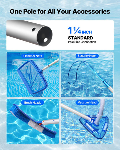 VEVOR Pool Pole, 3.4 to 12 Ft Telescoping Swimming Pool Cleaning Poles, Professional Adjustable Telescopic Pole with Extension Pole, Heavy Duty Cleaner Stick for Skimmer Net, Rake, Brush, Vacuum Head - BCGYCQJTJYCGUEC1M001V0 - view 6