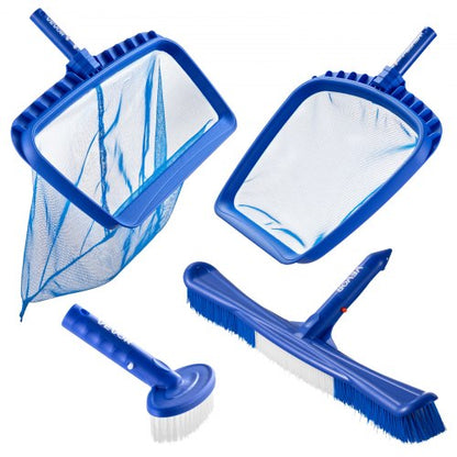 VEVOR Swimming Pool Cleaning Kit, Includes 2 Detachable Brush Heads (20 Inch / 5.5 Inch) and 2 Pool Skimmer Nets, 4-in-1 Inground/Above Ground Pools Cleaning Tools Set for Leaf, Fine Mesh, No Poles - BCGYCQJTJYCQOQBUJ001V0 - view 2