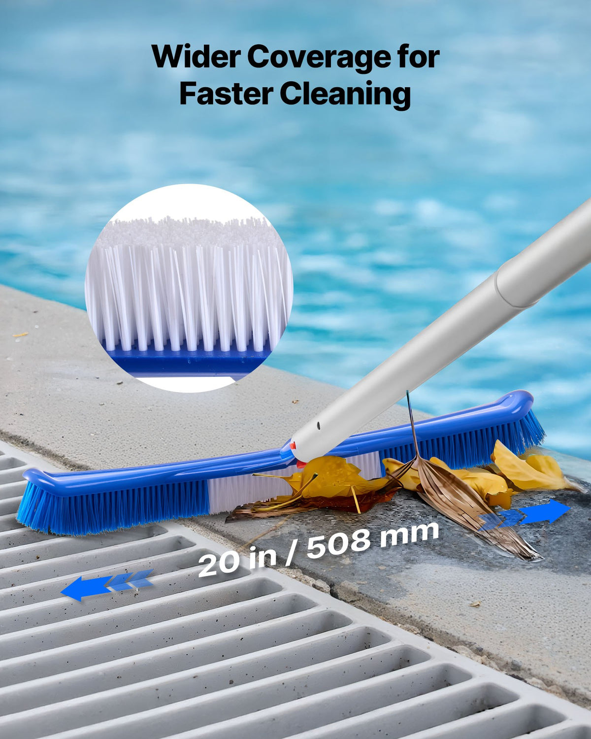 VEVOR Swimming Pool Cleaning Kit, Includes 2 Detachable Brush Heads (20 Inch / 5.5 Inch) and 2 Pool Skimmer Nets, 4-in-1 Inground/Above Ground Pools Cleaning Tools Set for Leaf, Fine Mesh, No Poles - BCGYCQJTJYCQOQBUJ001V0 - view 6