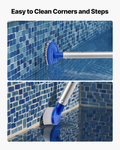 VEVOR Swimming Pool Cleaning Kit, Includes 2 Detachable Brush Heads (20 Inch / 5.5 Inch) and 2 Pool Skimmer Nets, 4-in-1 Inground/Above Ground Pools Cleaning Tools Set for Leaf, Fine Mesh, No Poles - BCGYCQJTJYCQOQBUJ001V0 - view 7
