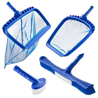 VEVOR Swimming Pool Cleaning Kit, Includes 2 Detachable Brush Heads (20 Inch / 5.5 Inch) and 2 Pool Skimmer Nets, 4-in-1 Inground/Above Ground Pools Cleaning Tools Set for Leaf, Fine Mesh, No Poles - BCGYCQJTJYCQOQBUJ001V0 - view 10