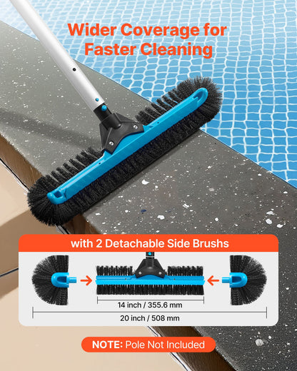 VEVOR Pool Brush Head, 20 Inch Scrub Brushes with Nylon Bristles and Aluminum Pole Connector, Heavy Duty Curved Brush Head for Cleaning Inground/Above Ground Swimming Pool Walls, Pole Not Included - BCGYCQJTJYCSX49OS001V0 - view 4