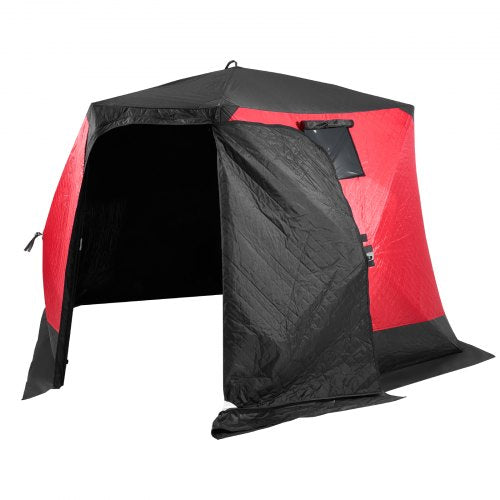VEVOR Portable Ice Shelter, 4-6 Person Insulated Pop-Up Ice Fishing Tent, 50 Square Feet Fishable Area, Thermal Ice Shanty for Winter Fishing, Ice Cube with Anchors, Ropes, Carrying Bag, 130"x130" - BDBHS1301307N04PFV0 - view 2
