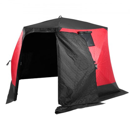 VEVOR Portable Ice Shelter, 4-6 Person Insulated Pop-Up Ice Fishing Tent, 50 Square Feet Fishable Area, Thermal Ice Shanty for Winter Fishing, Ice Cube with Anchors, Ropes, Carrying Bag, 130"x130" - BDBHS1301307N04PFV0 - view 2