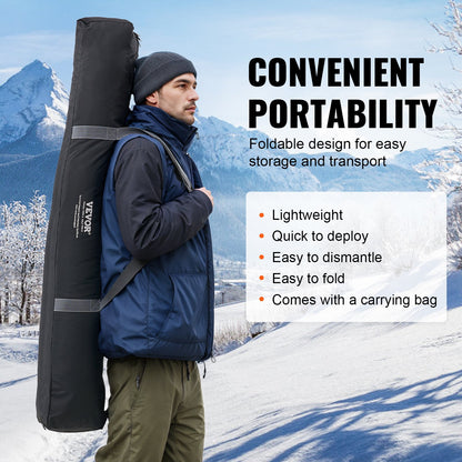 VEVOR Portable Ice Shelter, 4-6 Person Insulated Pop-Up Ice Fishing Tent, 50 Square Feet Fishable Area, Thermal Ice Shanty for Winter Fishing, Ice Cube with Anchors, Ropes, Carrying Bag, 130"x130" - BDBHS1301307N04PFV0 - view 7