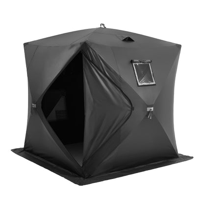 VEVOR Portable Ice Shelter, 3-4 Person Pop-Up Ice Fishing Tent, 35 Square Feet Fishable Area, Ice Shanty for Winter Fishing, Waterproof Oxford Ice Cube with Anchors/Ropes/Carrying Bag, 71"x71", Black - BDBHS707080IMNRK3V0 - view 1