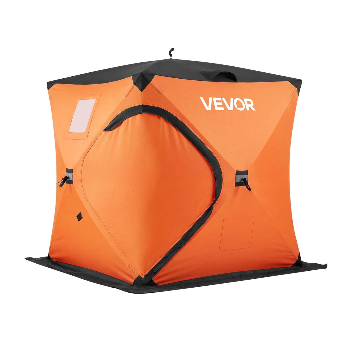 VEVOR Pop Up Ice Fishing Tent 1-2 Person 60 x 60 x 69 in Insulated Shelter, for Winter Fishing, 25 sq ft Area, 600D 4-Layer Fabric, Portable Hub-Style Shanty Cube with Anchors, Ropes, Carrying Bag - BDBHSJMK4M609KCMC001V0 - view 10