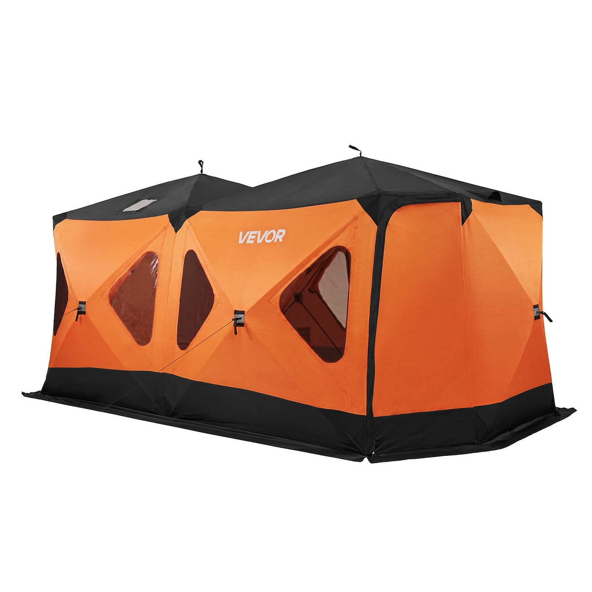 VEVOR Pop Up Ice Fishing Tent 8-10 Person 162x91x91 in Insulated Shelter, for Winter Fishing, 115 sq ft Area, 600D 4-Layer Fabric, Portable Hub-Style Shanty Cube with Anchors, Ropes, Carrying Bag - BDBHSJMKS5M1ZSMBT001V0 - view 10