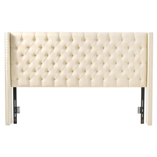 VEVOR Headboard, King Size Headboard with Adjustable Height, Comfortable Diamond Tufted for King Size Bed, W84.1 x H (54.33-60.24) x D 8.27 in, Ideal for Bedroom, Hotel, Homestay, Dormitory, Cream - BDDCTBBLRBZL7FWXE003V0 - view 1