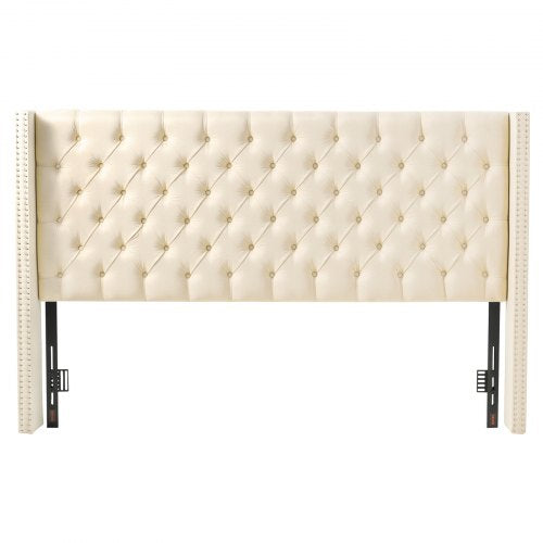 VEVOR Headboard, King Size Headboard with Adjustable Height, Comfortable Diamond Tufted for King Size Bed, W84.1 x H (54.33-60.24) x D 8.27 in, Ideal for Bedroom, Hotel, Homestay, Dormitory, Cream - BDDCTBBLRBZL7FWXE003V0 - view 2
