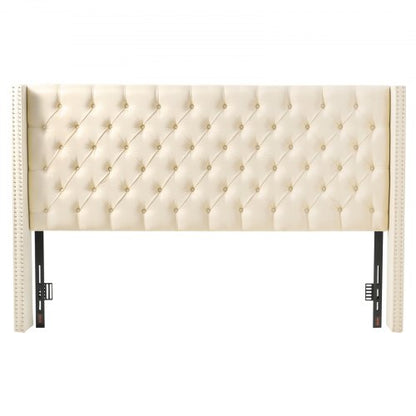 VEVOR Headboard, King Size Headboard with Adjustable Height, Comfortable Diamond Tufted for King Size Bed, W84.1 x H (54.33-60.24) x D 8.27 in, Ideal for Bedroom, Hotel, Homestay, Dormitory, Cream - BDDCTBBLRBZL7FWXE003V0 - view 2