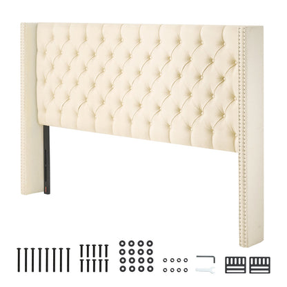 VEVOR Headboard, King Size Headboard with Adjustable Height, Comfortable Diamond Tufted for King Size Bed, W84.1 x H (54.33-60.24) x D 8.27 in, Ideal for Bedroom, Hotel, Homestay, Dormitory, Cream - BDDCTBBLRBZL7FWXE003V0 - view 10