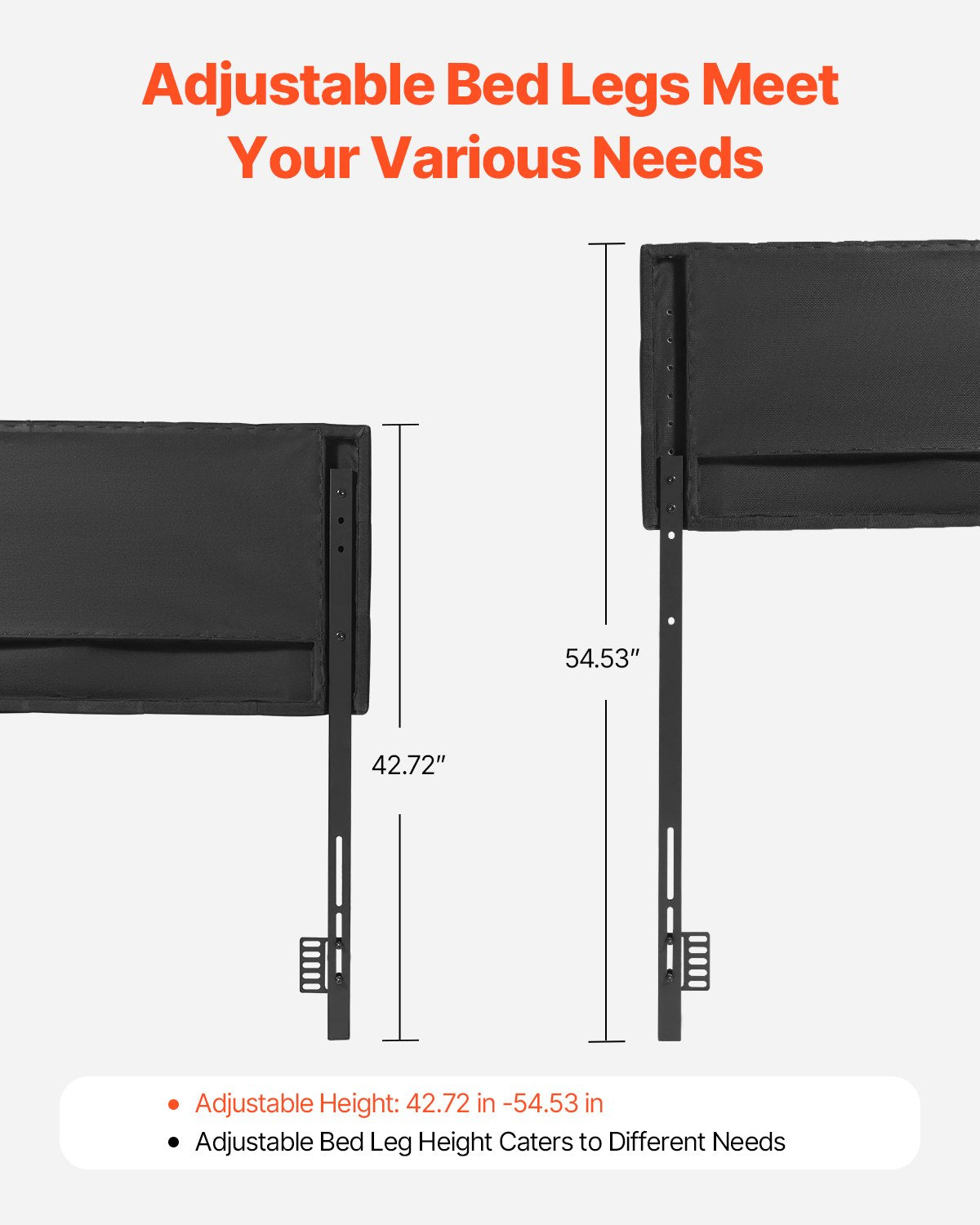 VEVOR Headboard, Queen Size Headboard with Adjustable Height, Comfortable Diamond Tufted for Queen Size Bed, W62.2 x H(42.72-54.53) x D2.76 in, Ideal for Bedroom, Hotel, Homestay, Dormitory, Black - BDDCTBBLRBZLP19PW003V0 - view 6