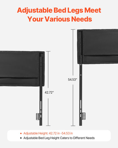 VEVOR Headboard, Queen Size Headboard with Adjustable Height, Comfortable Diamond Tufted for Queen Size Bed, W62.2 x H(42.72-54.53) x D2.76 in, Ideal for Bedroom, Hotel, Homestay, Dormitory, Black - BDDCTBBLRBZLP19PW003V0 - view 6