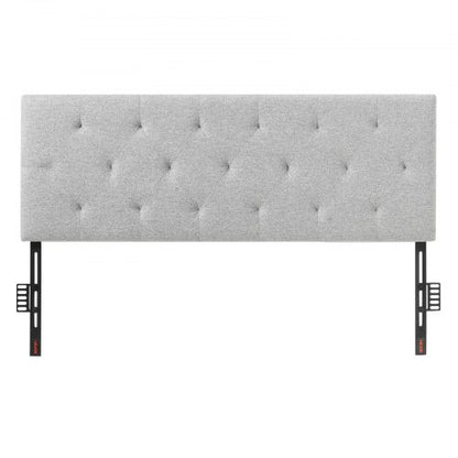 VEVOR Headboard, Full Size Headboard with Adjustable Height, Comfortable Diamond Tufted for Full Size Bed, W 56.3 x H（35.6-47.4）inches, Ideal for Bedroom, Hotel, Homestay, Dormitory, Light Grey - BDDCTBFULLW5EX1OJ002V0 - view 2