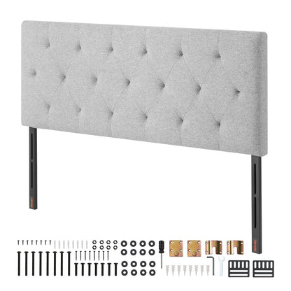 VEVOR Headboard, Full Size Headboard with Adjustable Height, Comfortable Diamond Tufted for Full Size Bed, W 56.3 x H（35.6-47.4）inches, Ideal for Bedroom, Hotel, Homestay, Dormitory, Light Grey - BDDCTBFULLW5EX1OJ002V0 - view 10