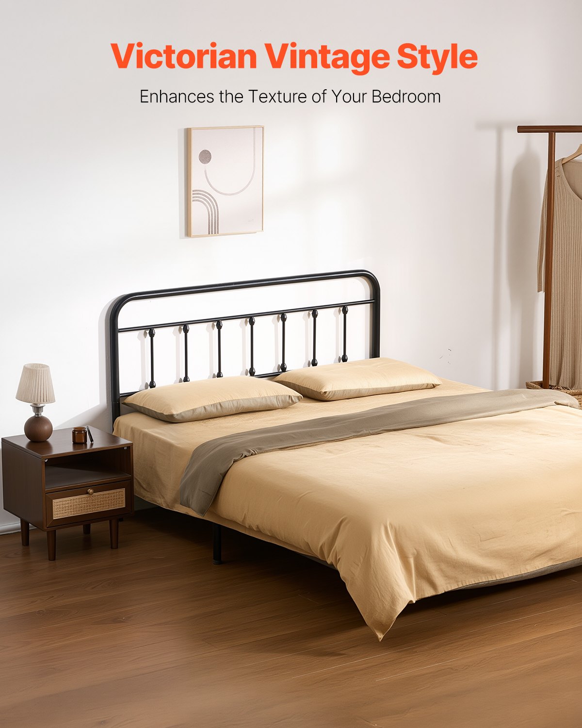 VEVOR Metal Headboard, Queen Size Headboard with Adjustable Height, Metal Headboard for Queen Size Bed, W59.65 x H40.55 x D1.5 inches, Ideal for Bedroom, Hotel, Homestay, Dormitory, Black - BDDCTBJSZLKS25Z0O002V0 - view 3